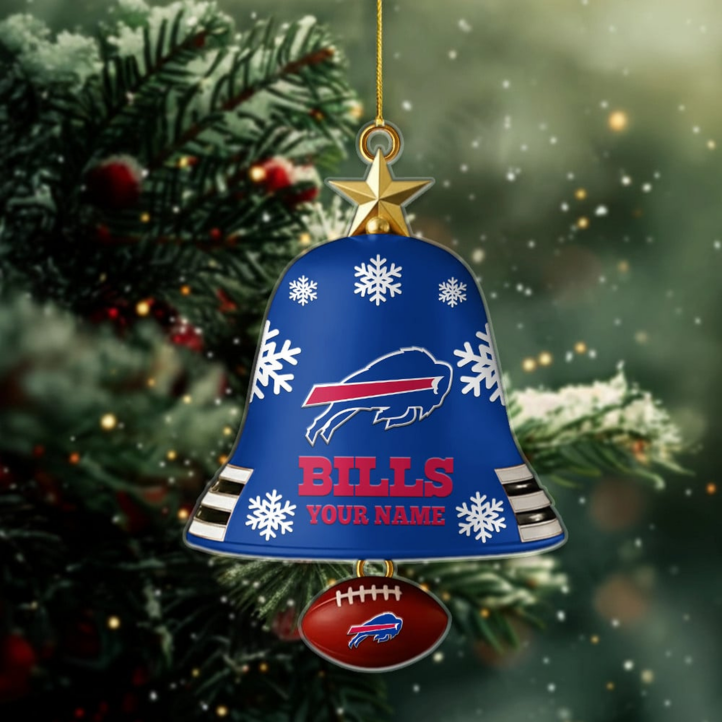 BUF X NFL Christmas Bell Ornament Custom Any Name Gifts NAK THUONGNH