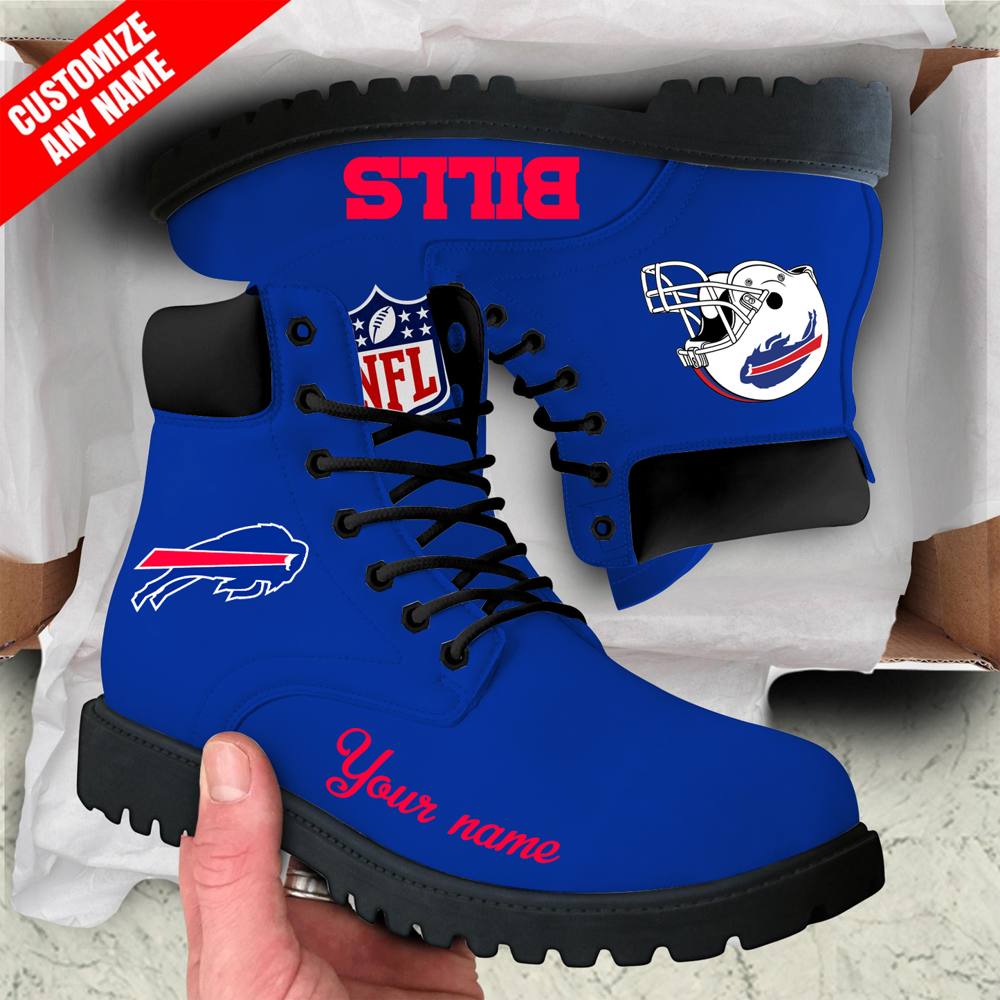 BUF x NFL Custom Leather Boots DATND TANTD