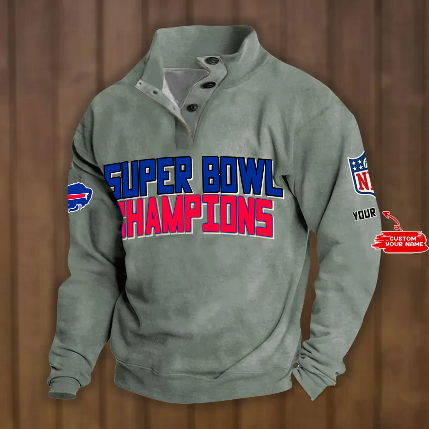 BUF x NFL Double Breasted Stand Collar Hoodies DATND TANTD