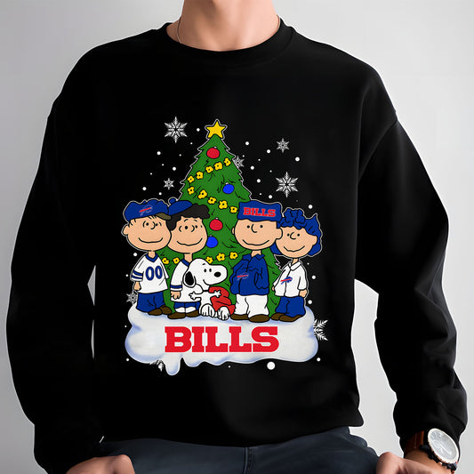 BUF x NFL Peanuts Snoopy And Friends Christmas Tree 2D Shirt DatND DVT