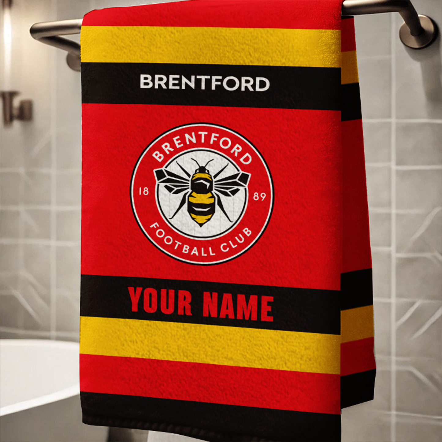 EPL Brentford Bath Towel Large Size Custom Name Gift For Fan DatND DVT