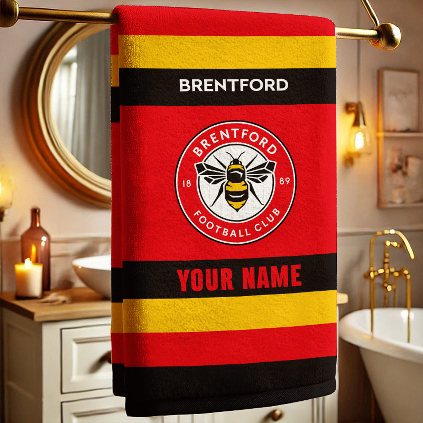 EPL Brentford Bath Towel Large Size Custom Name Gift For Fan DatND DVT