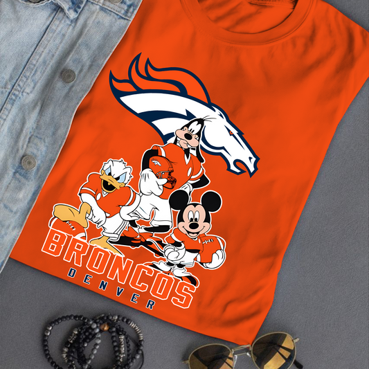 Denver Broncos Mickey Goofy Donald Disney NFL T-Shirt DATND TANTD