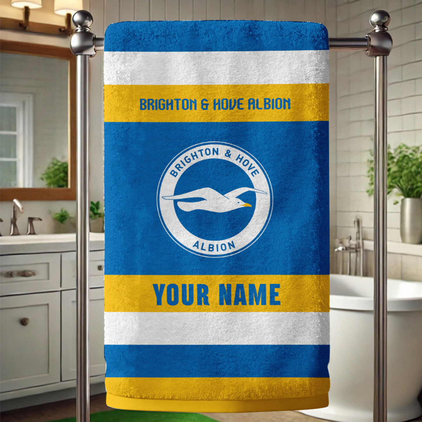 EPL Brighton and Hove Albion Bath Towel Large Size Custom Name Gift For Fan DatND DVT