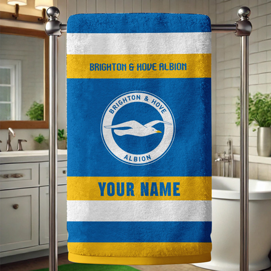 EPL Brighton and Hove Albion Bath Towel Large Size Custom Name Gift For Fan DatND DVT