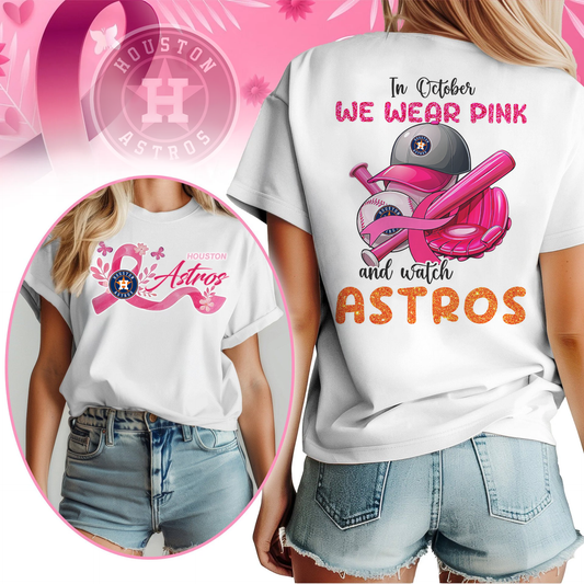 In October We Wear Pink And Watch MLB HA Shirt DDT NTL