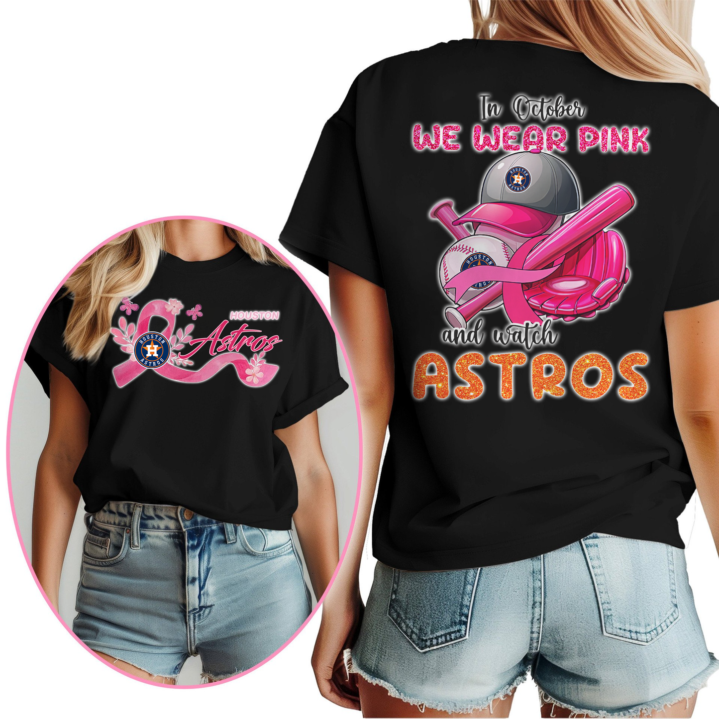 In October We Wear Pink And Watch MLB HA Shirt DDT NTL