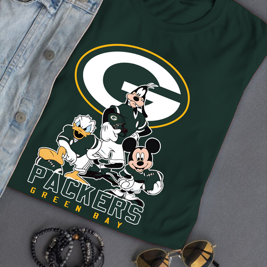 Green Bay Packers Mickey Goofy Donald Disney NFL T-Shirt DATND TANTD