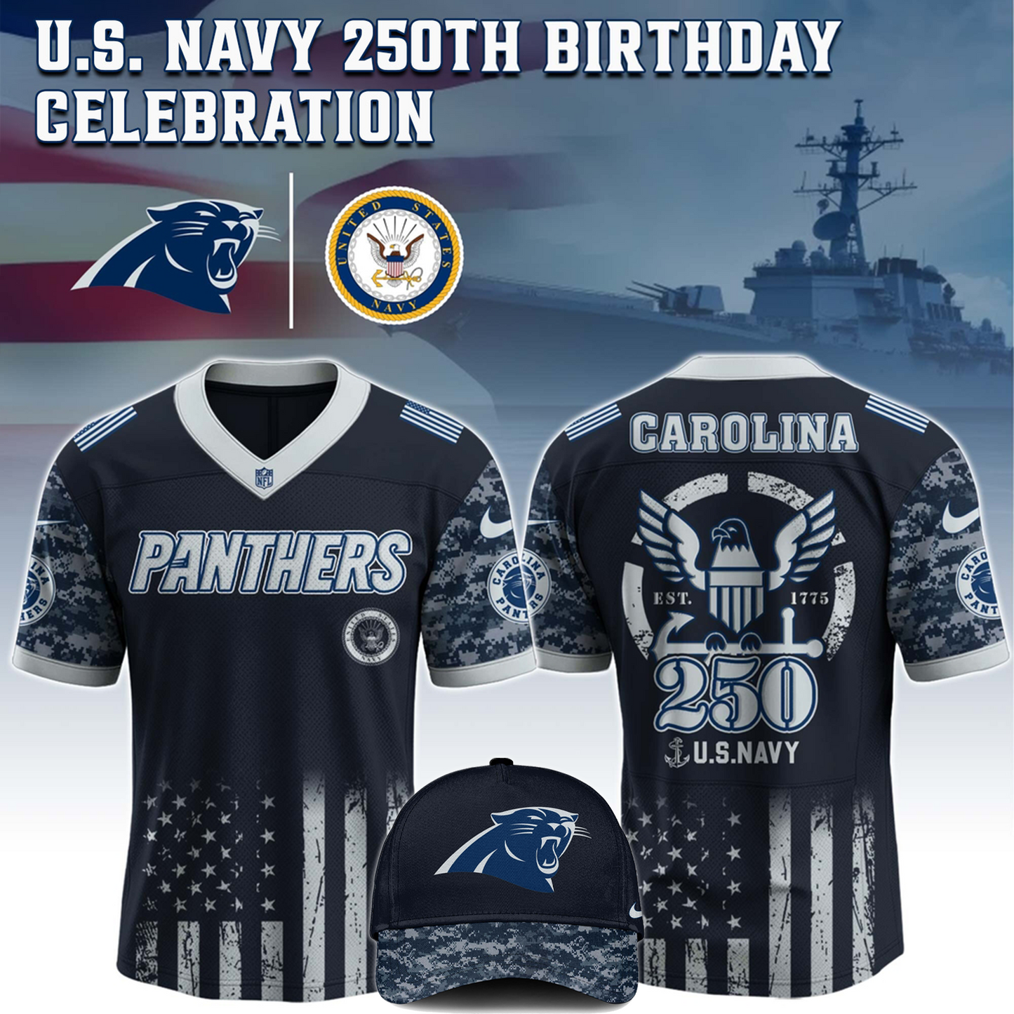 CAR x 250 U.S. Navy 250th Birthday Celebration Jersey DatND DVT