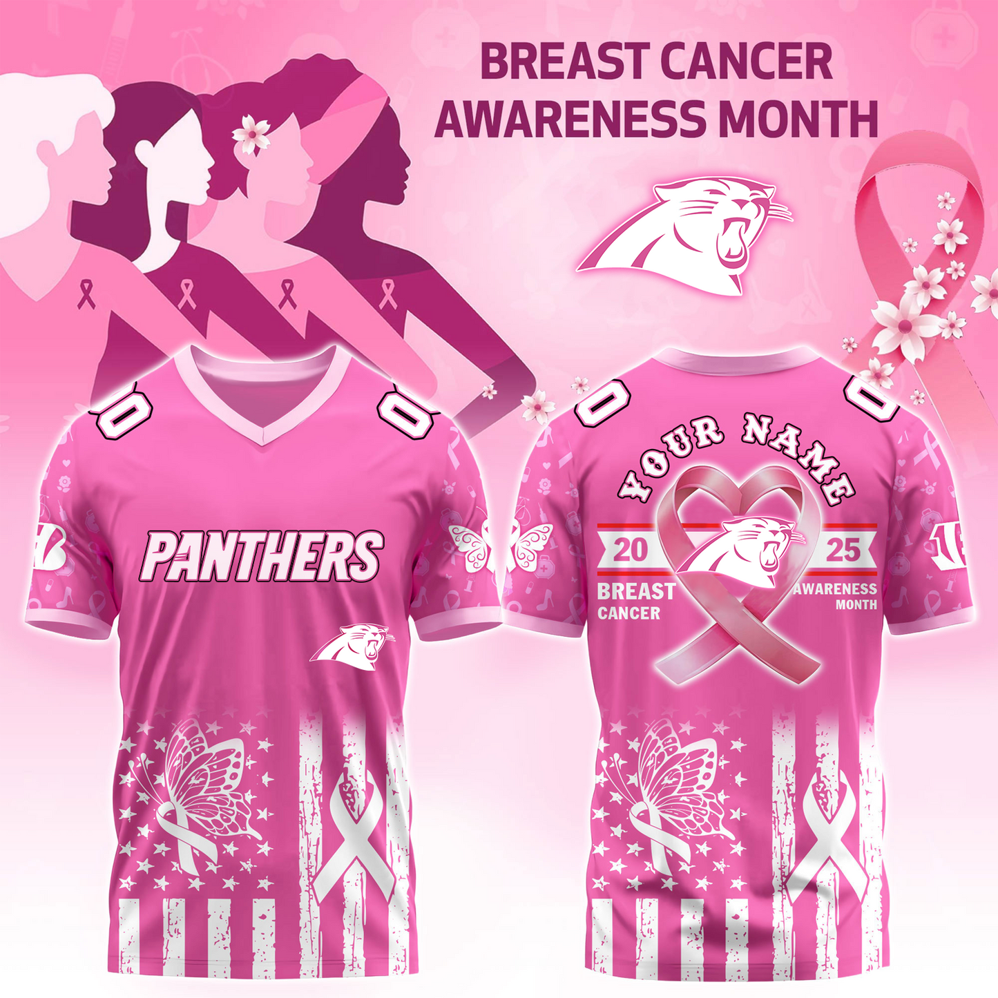 CAR x Breast Cancer Awareness Month 2025 V-neck Short Sleeve Jersey DatND DVT