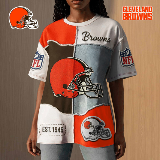 CLE Premium NFL Patchwork Vintage T-Shirt DDT CTND