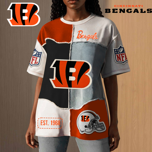 CIN Premium NFL Patchwork Vintage T-Shirt DDT CTND