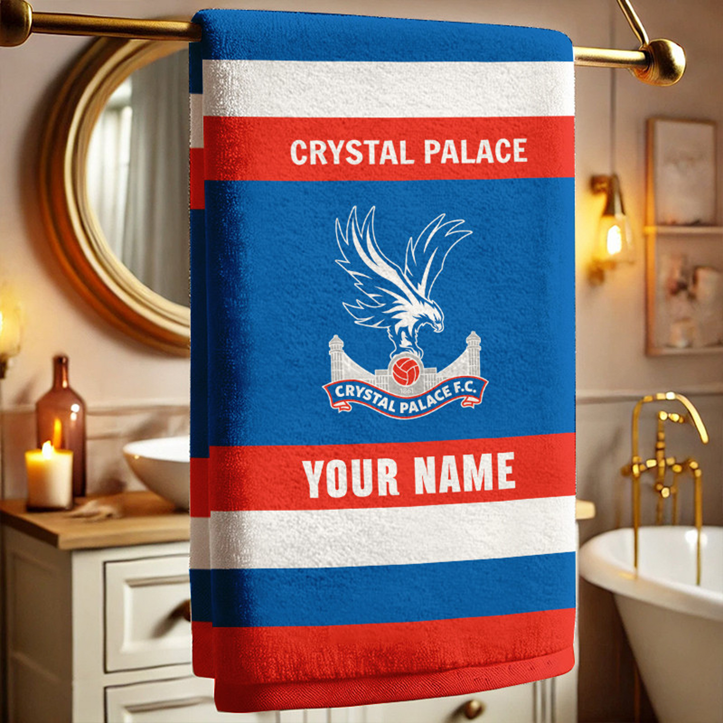EPL Crystal Palace Bath Towel Large Size Custom Name Gift For Fan DatND DVT