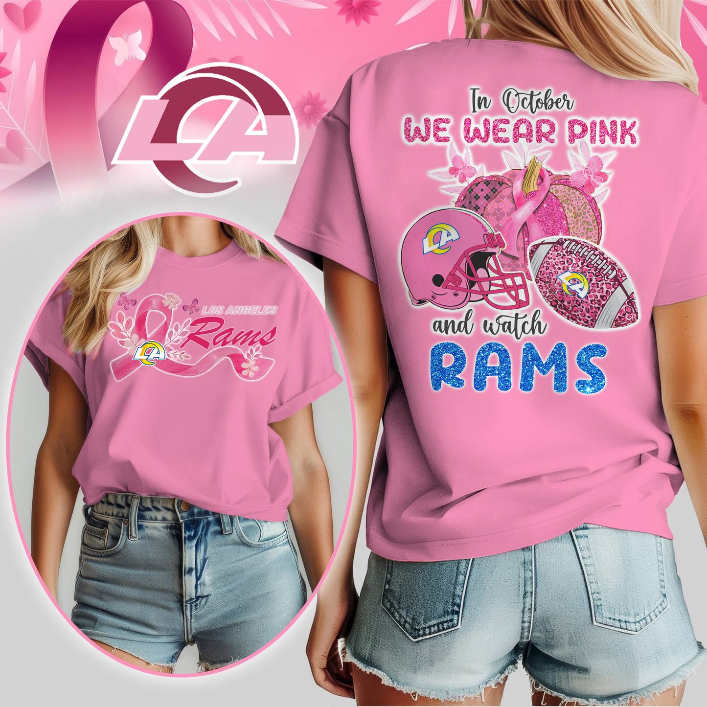 In October We Wear Pink And Watch LAR Shirt DDT NTL