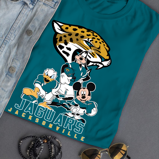 Jacksonville Jaguars Mickey Goofy Donald Disney NFL T-Shirt DATND TANTD