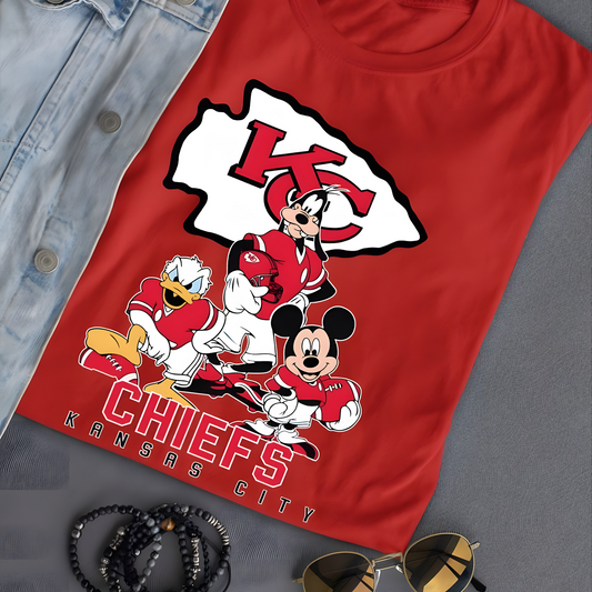Kansas City Chiefs Mickey Goofy Donald Disney NFL T-Shirt DATND TANTD
