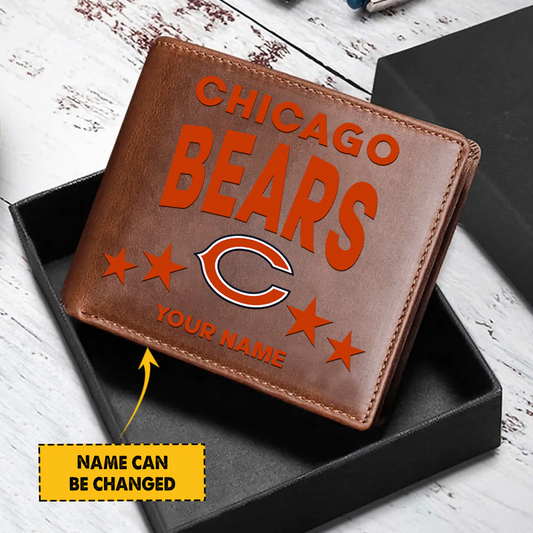 CHI Football Leather Man Black Brown Wallet Personalized Any Name DATND TANTD