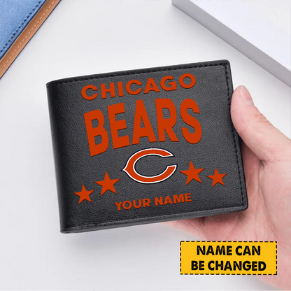 CHI Football Leather Man Black Brown Wallet Personalized Any Name DATND TANTD