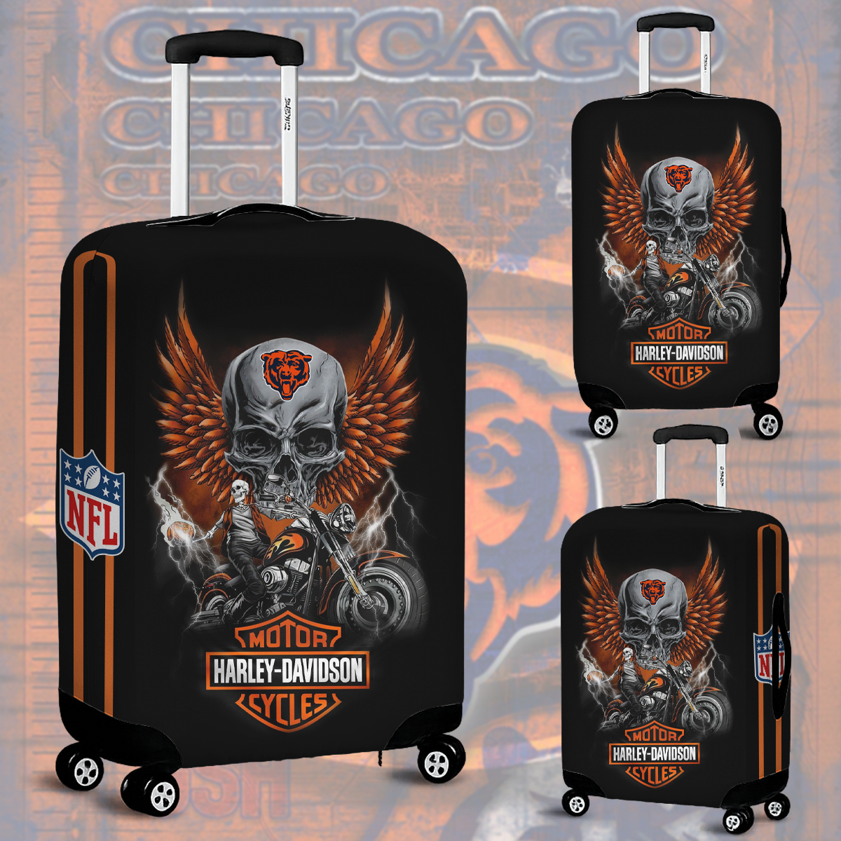 CHI NFL x Motorcycle Luggage Cover Suitcase Protector DDT CTND