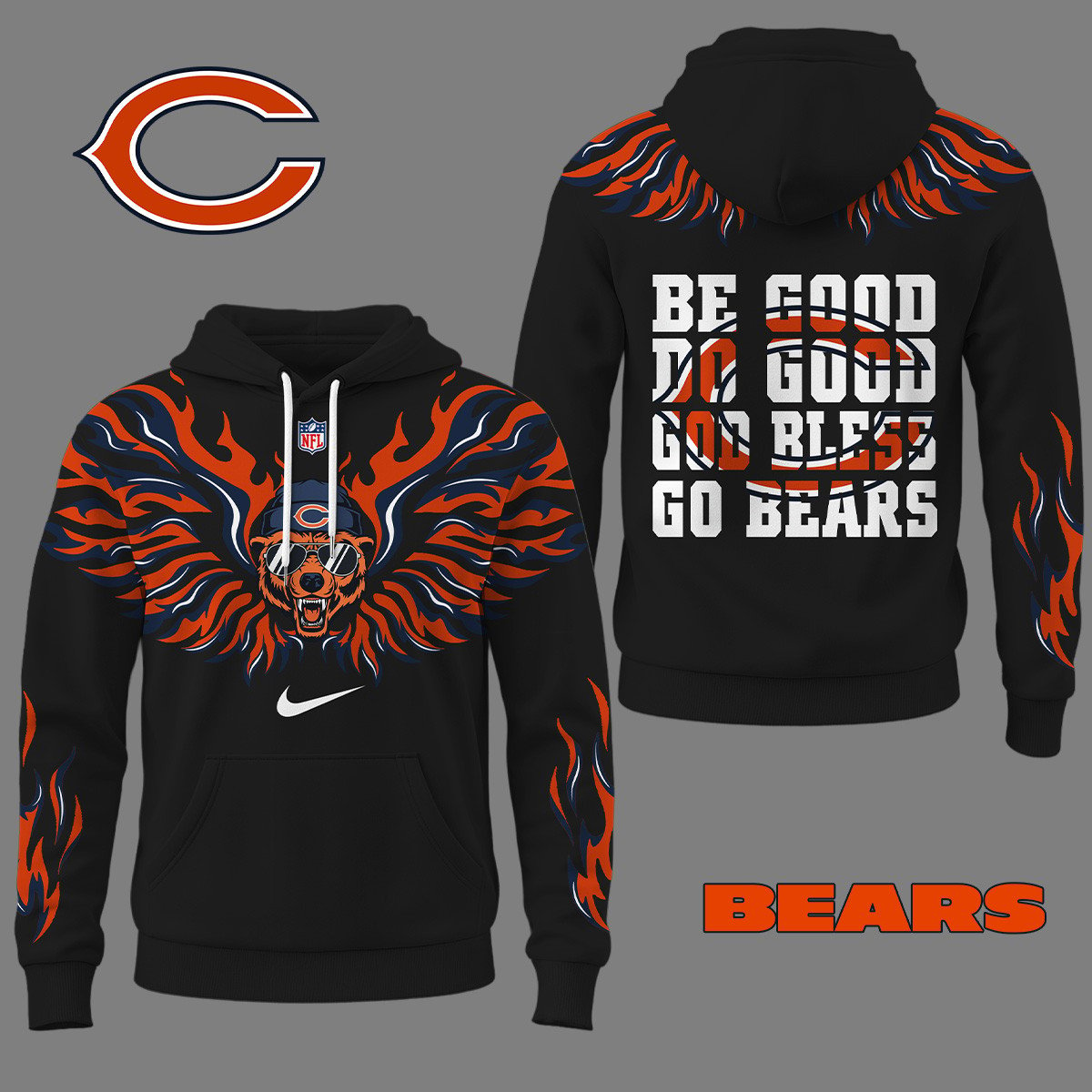 CHI Premium NFL Fire Wings 3D Hoodie DDT CTND