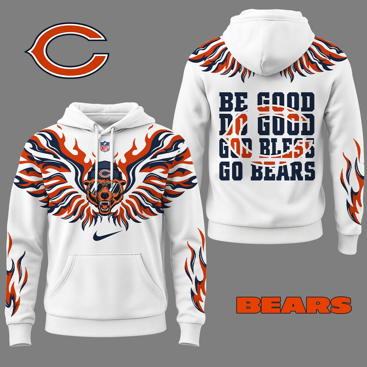 CHI Premium NFL Fire Wings 3D Hoodie DDT CTND