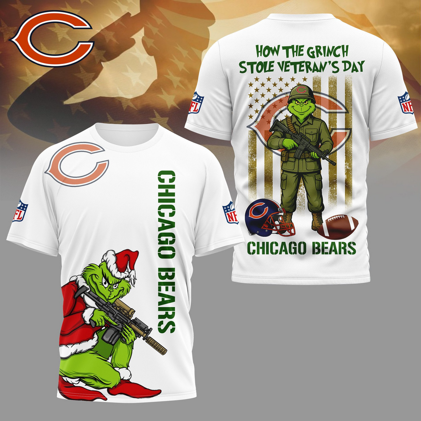 CHI Premium NFL The Grinch Salute Veterans DDT CTND