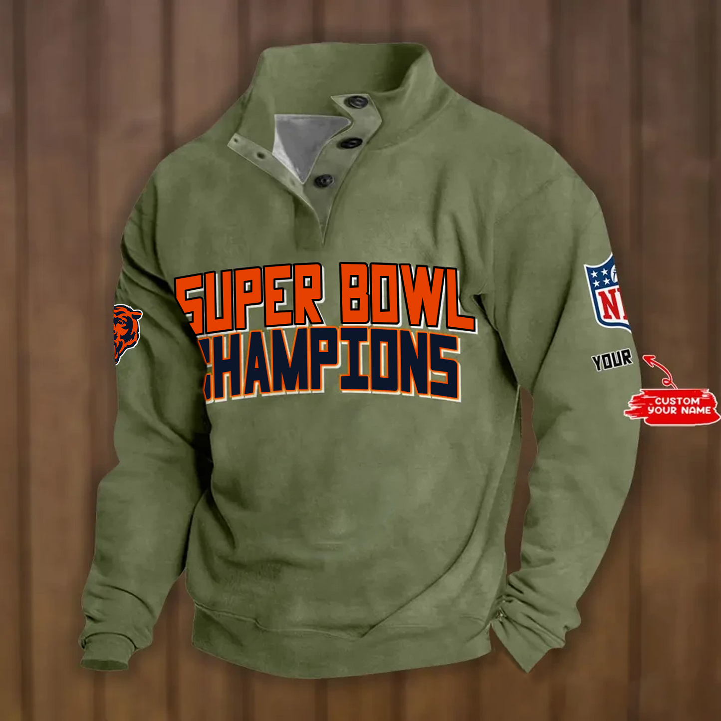 CHI x NFL Double Breasted Stand Collar Hoodies DATND TANTD