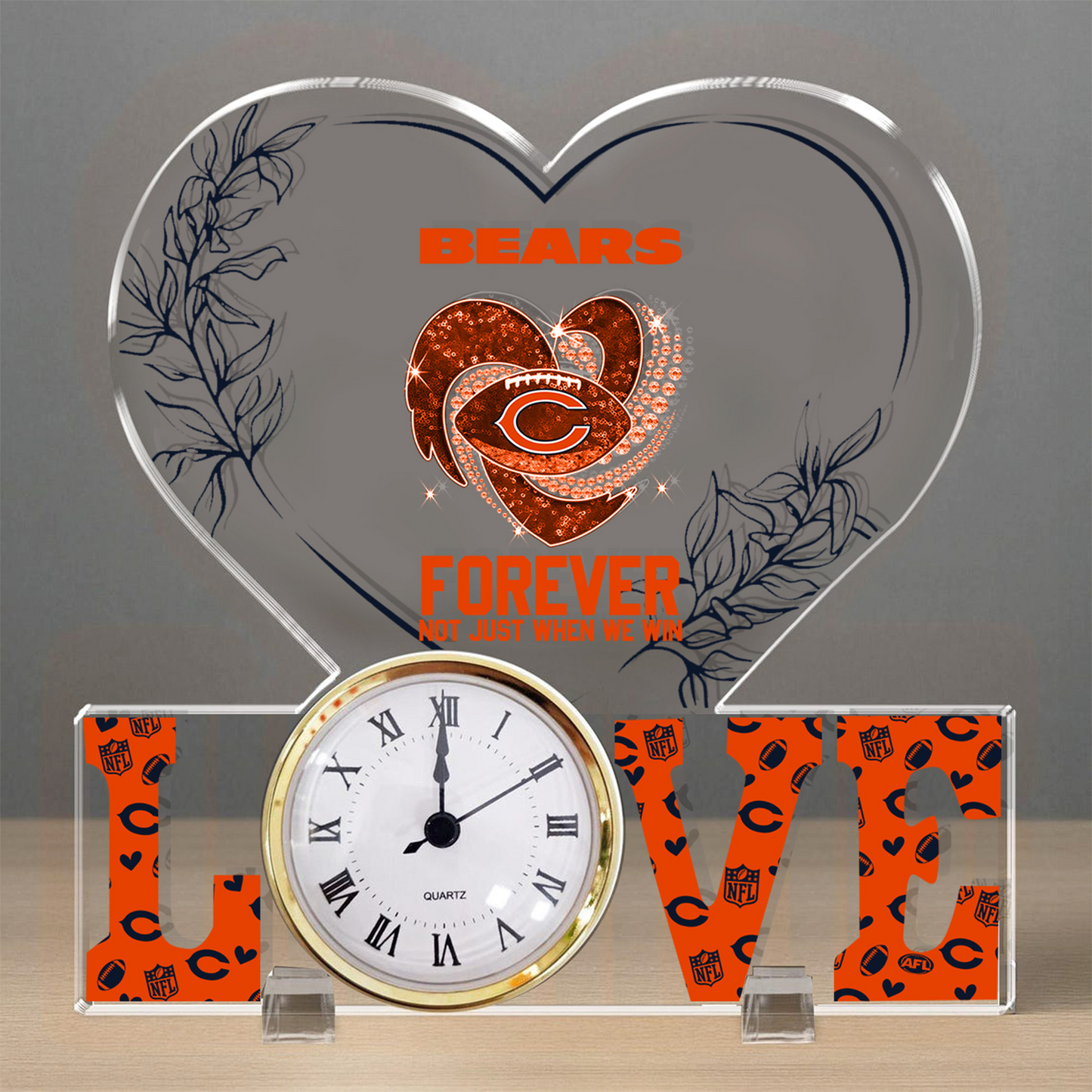 CHI x NFL Forever Not Just When We Win Acrylic Clock DATND TANTD