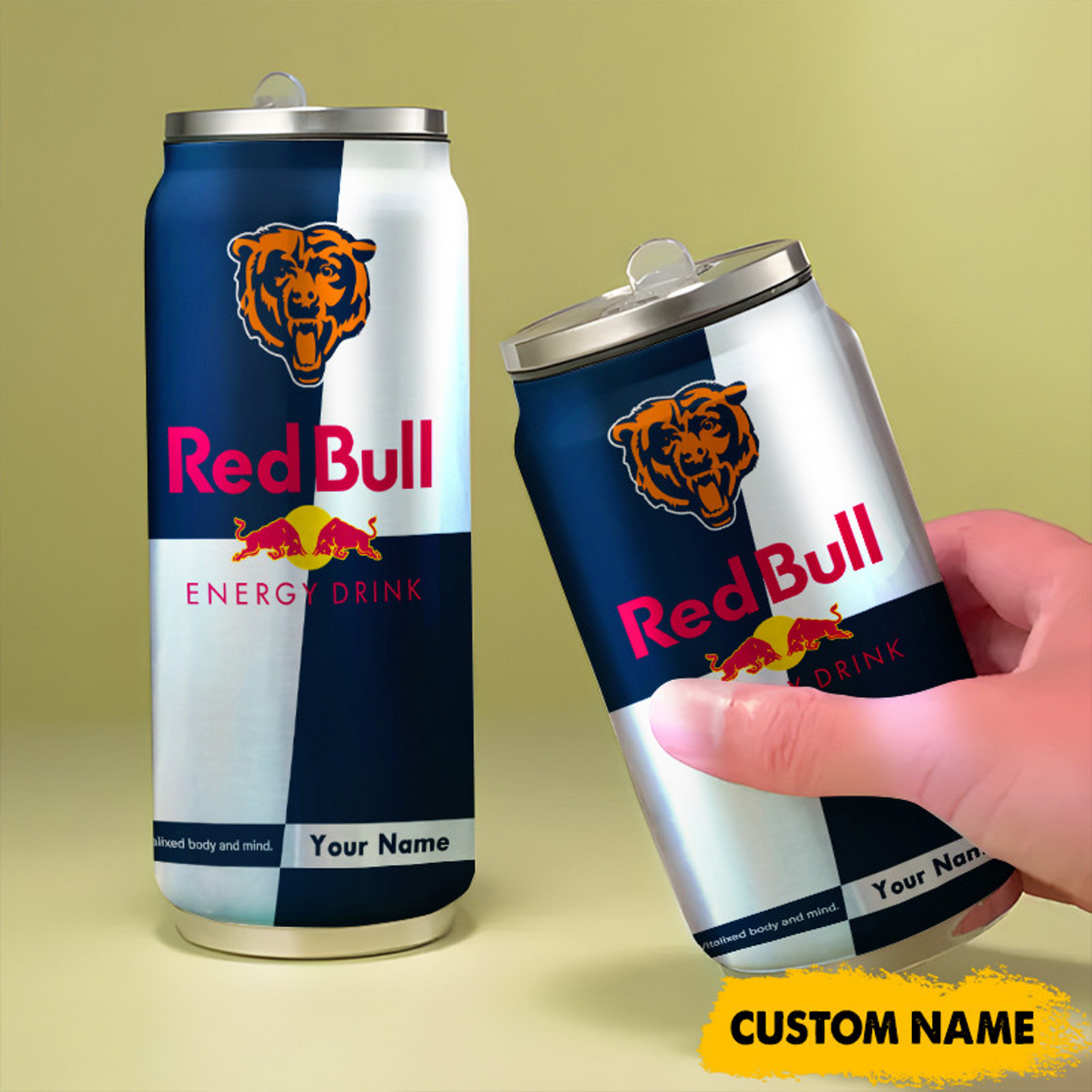 CHI x NFL Mix RedB Drink Can Tumbler Custom Any Name DATND TANTD