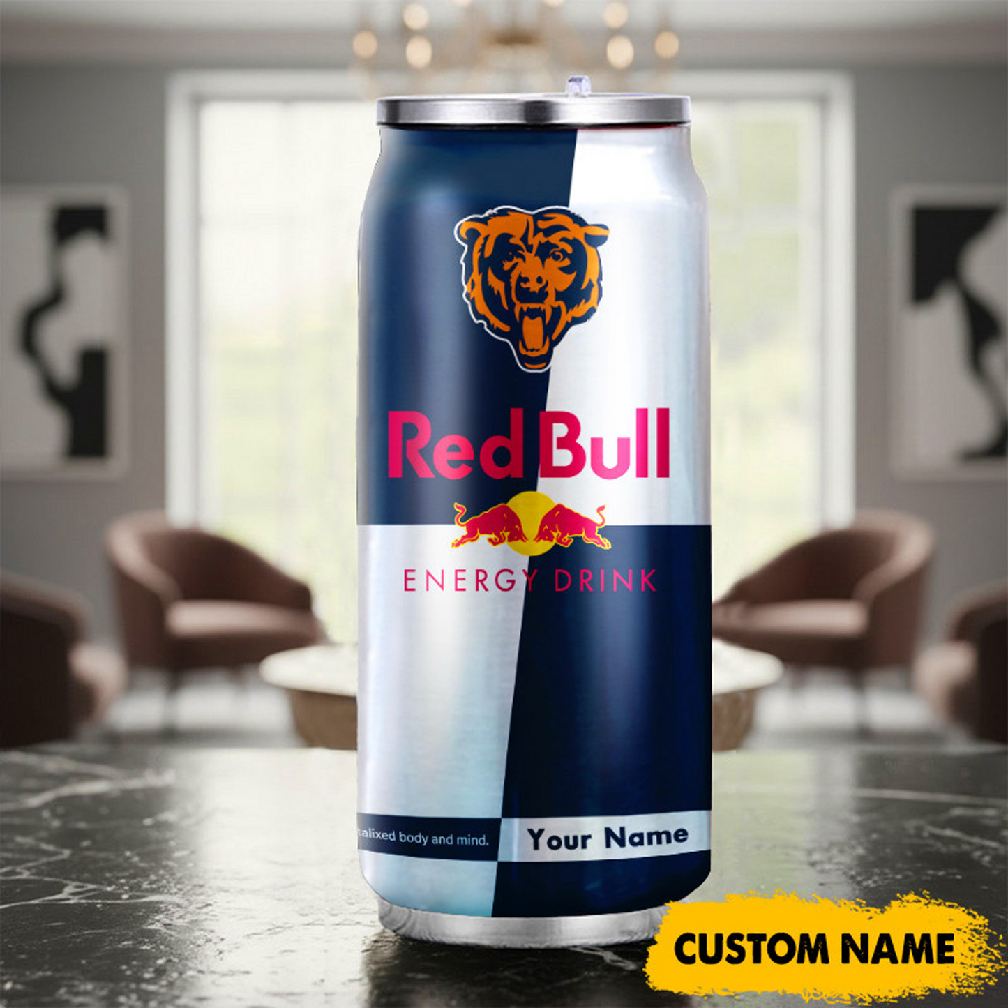 CHI x NFL Mix RedB Drink Can Tumbler Custom Any Name DATND TANTD