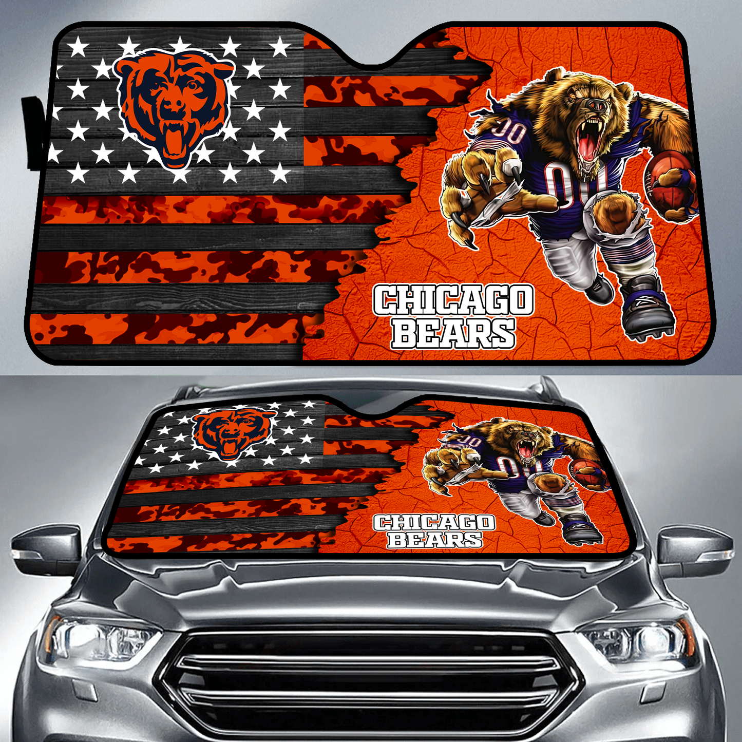 CHI x NFL Personalized Auto Sun Shade DATND TANTD