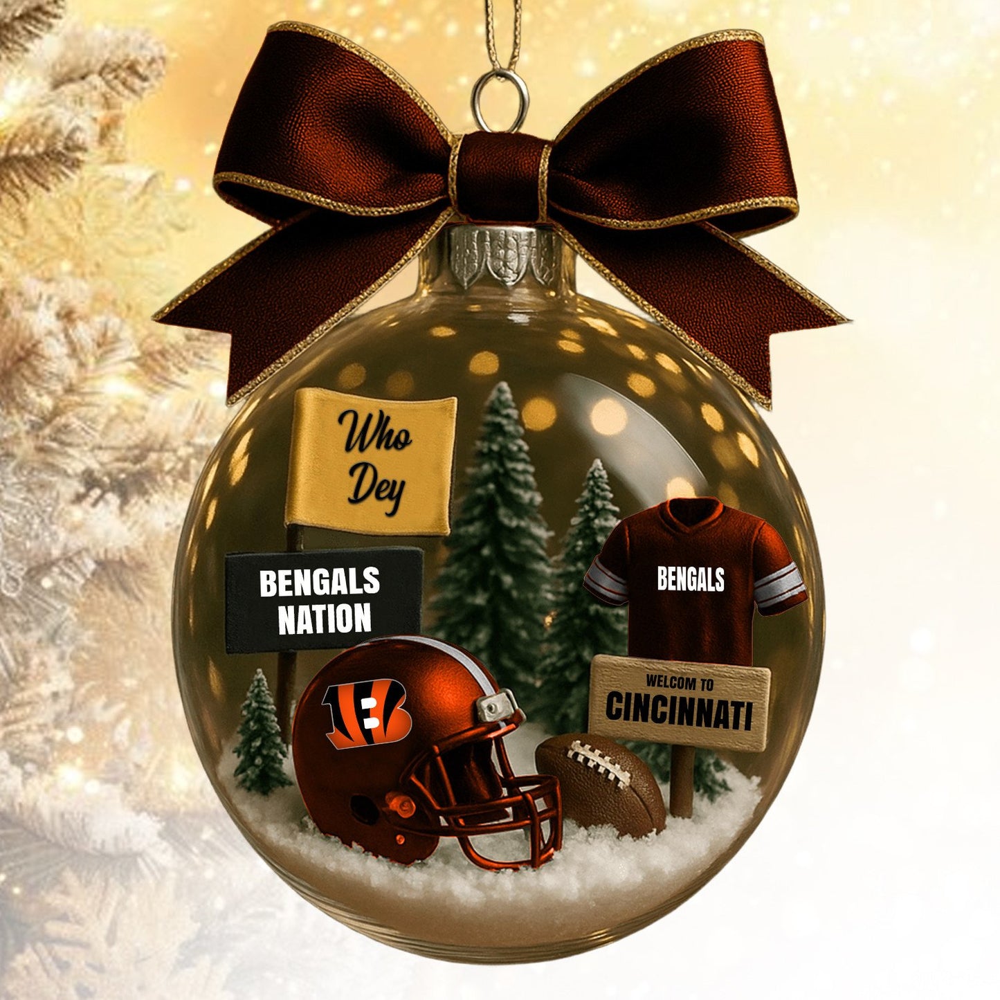 CIN  NFL Acrylic Ball Ornament - Best Gift For Fans DDT CTND