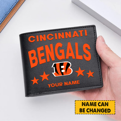 CIN Football Leather Man Black Brown Wallet Personalized Any Name DATND TANTD