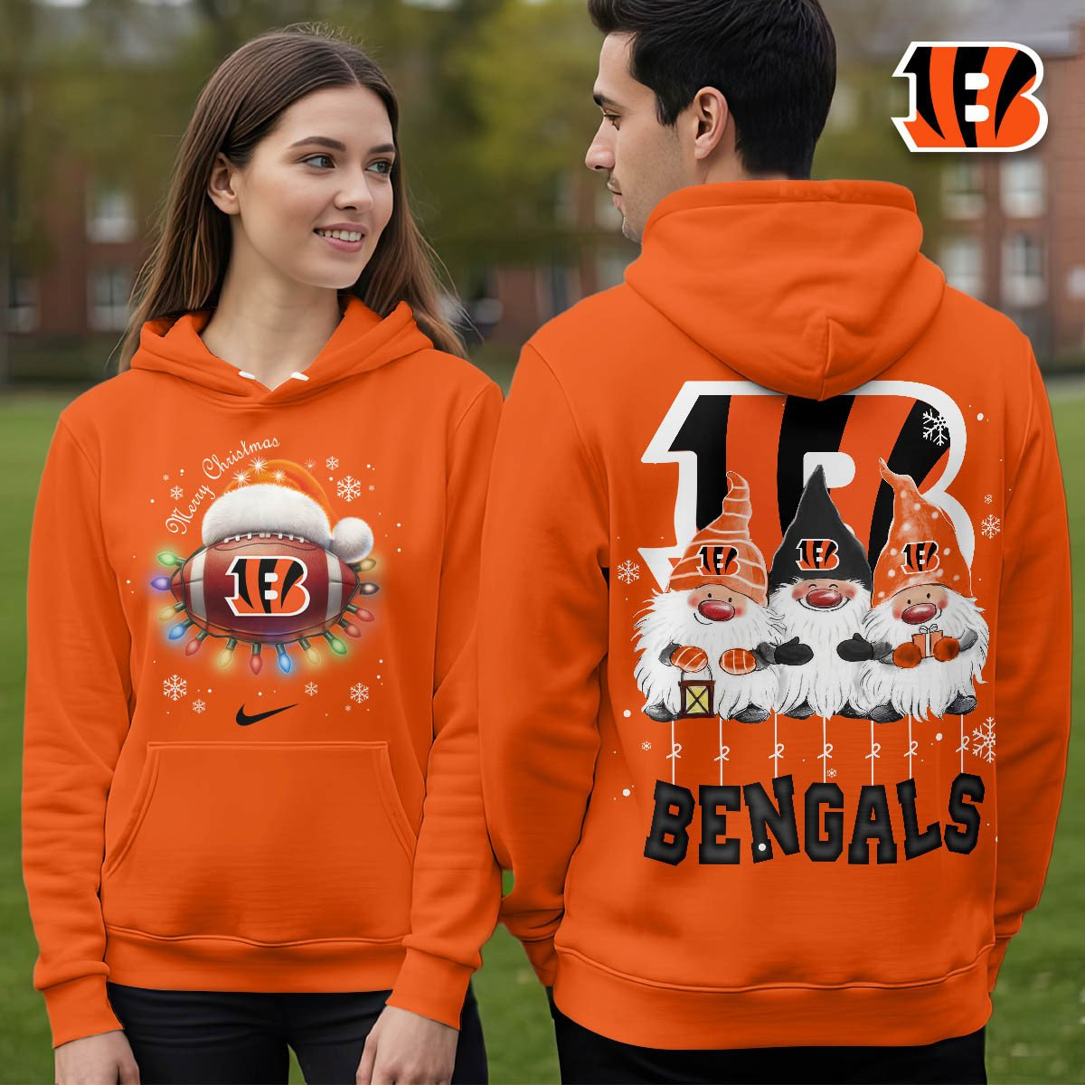 CIN Premium NFL Christmas Gnomes Hoodie DDT CTND
