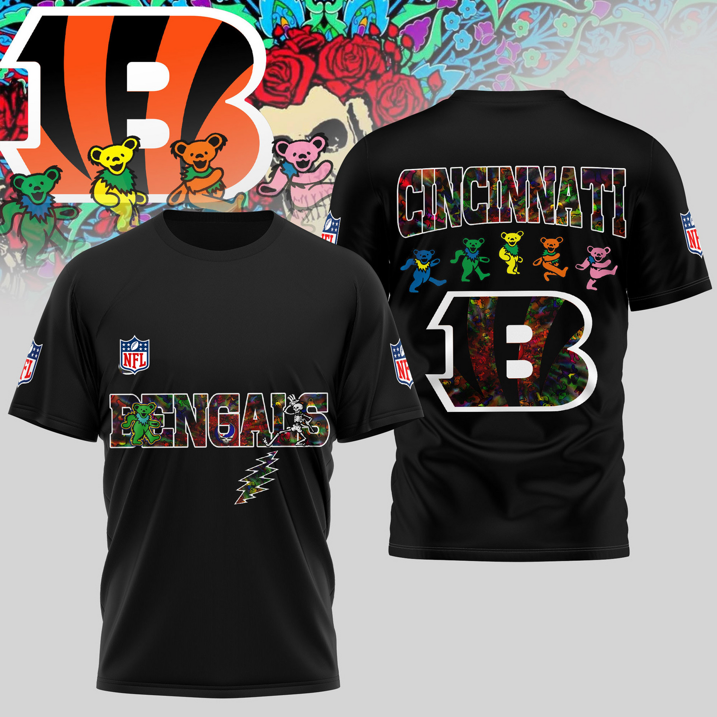 CIN Premium NFL Dancing Bear T-Shirt DDT HLPHUONG