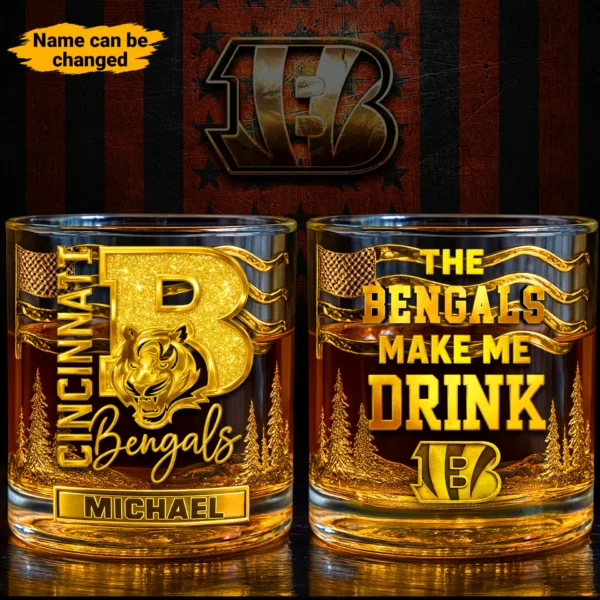 CIN Premium NFL Golden Whiskey Fan Glass DDT HLPhuong