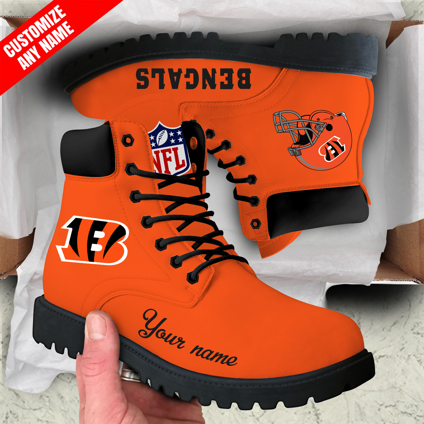 CIN x NFL Custom Leather Boots DATND TANTD