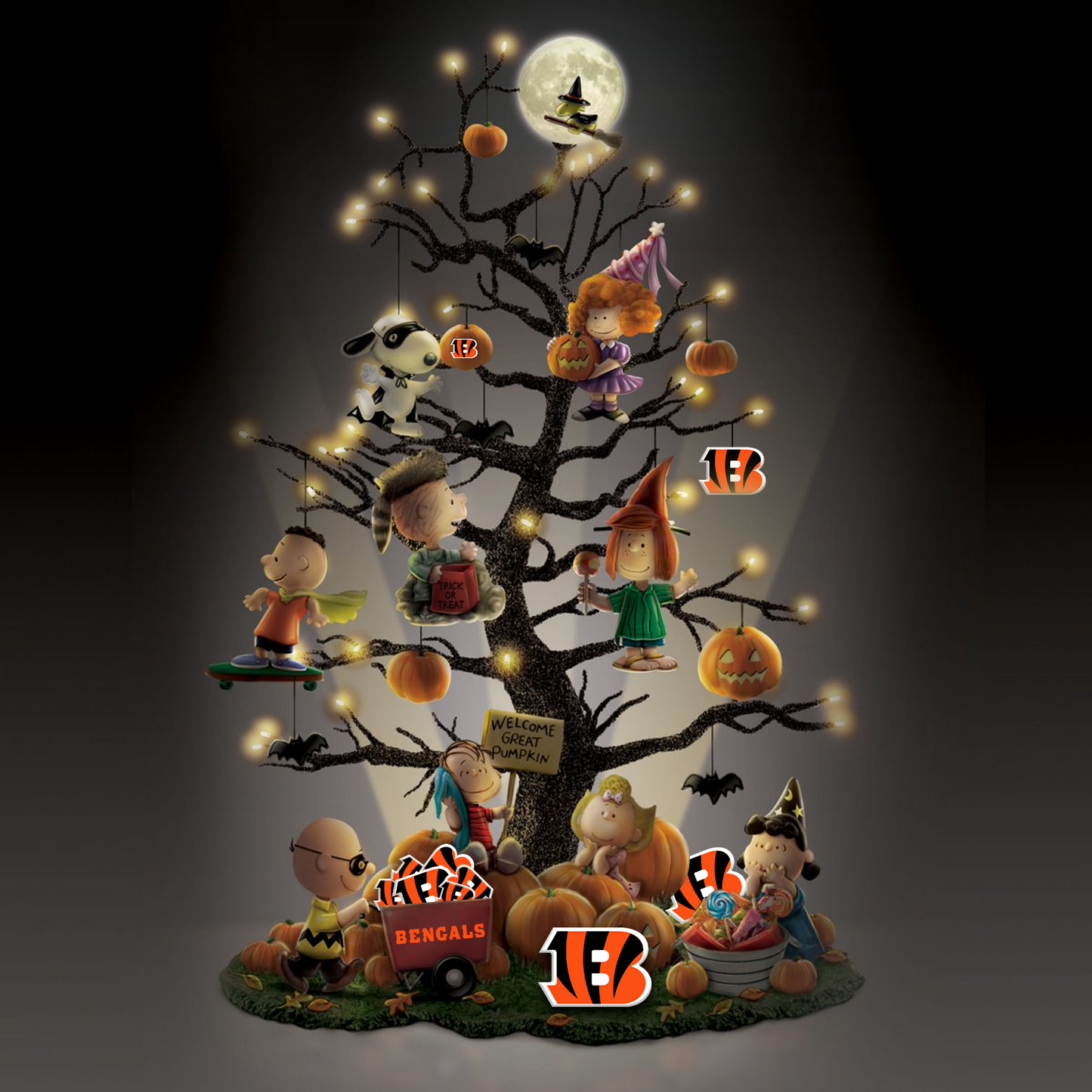 CIN x NFL Happy Halloween - Peanuts Table Tree DATND TANTD