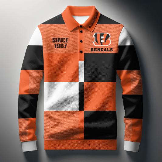 CIN x NFL Men Style Polo Long Sleeves Shirt DatND DVT