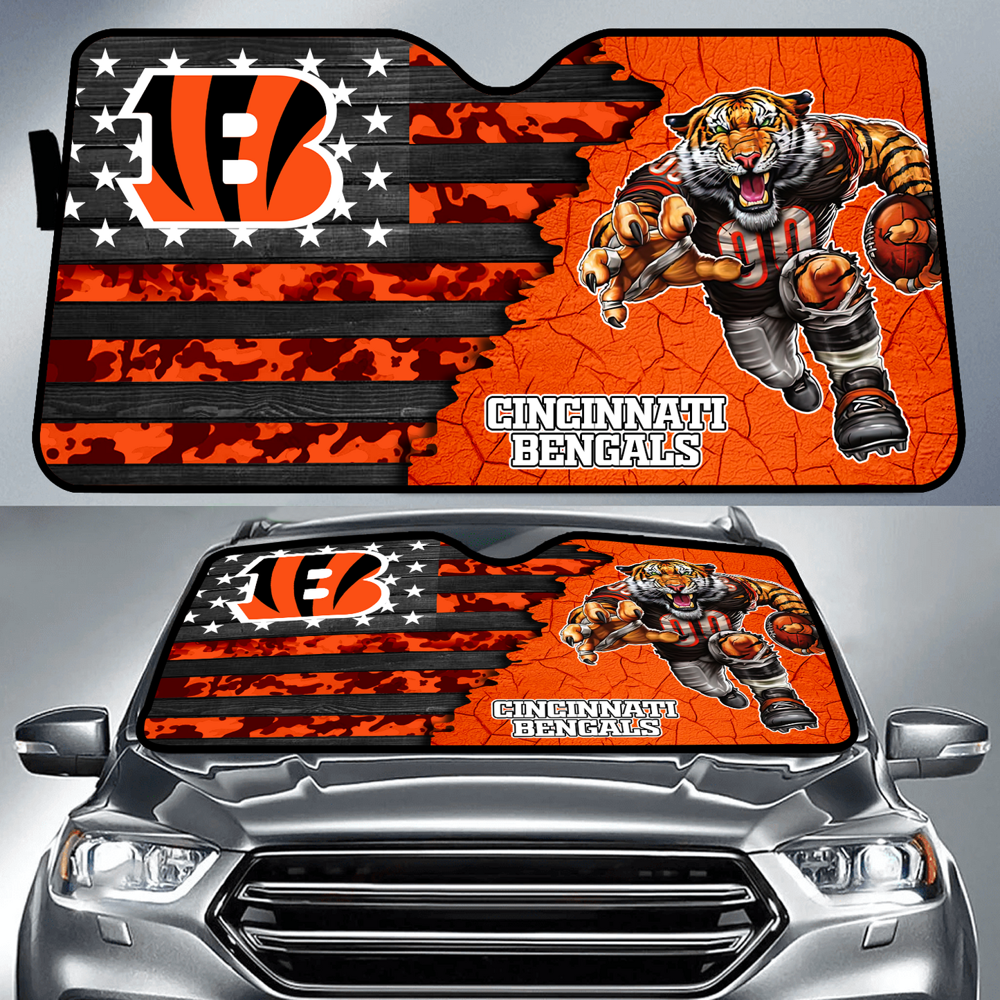 CIN x NFL Personalized Auto Sun Shade DATND TANTD