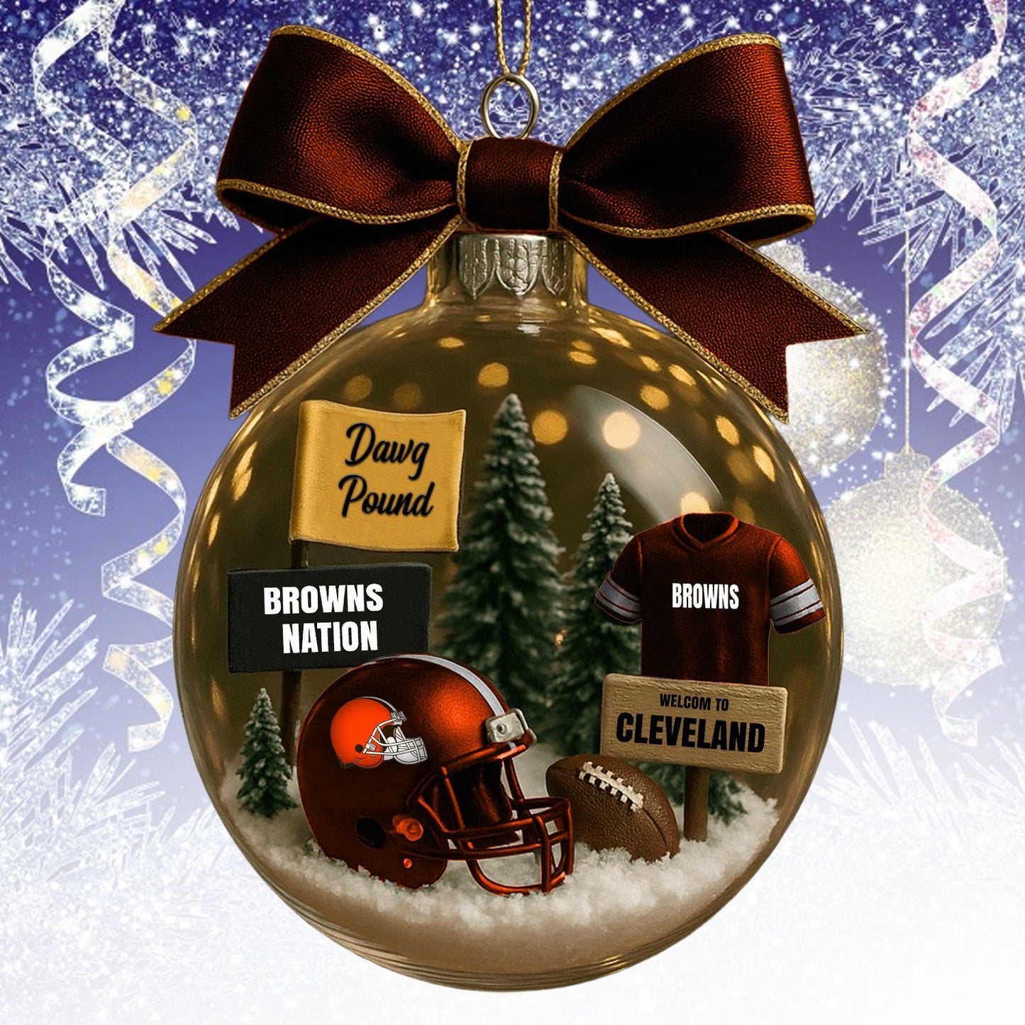 CLE  NFL Acrylic Ball Ornament - Best Gift For Fans DDT CTND