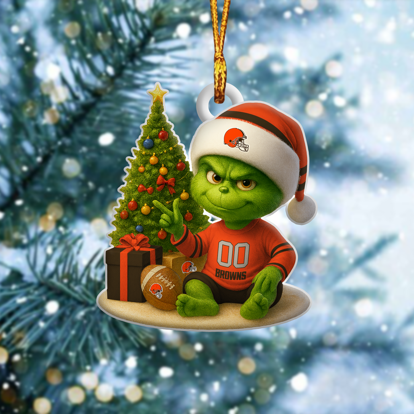 CLE NFL x Grinch Premium Ornament DDT NTL