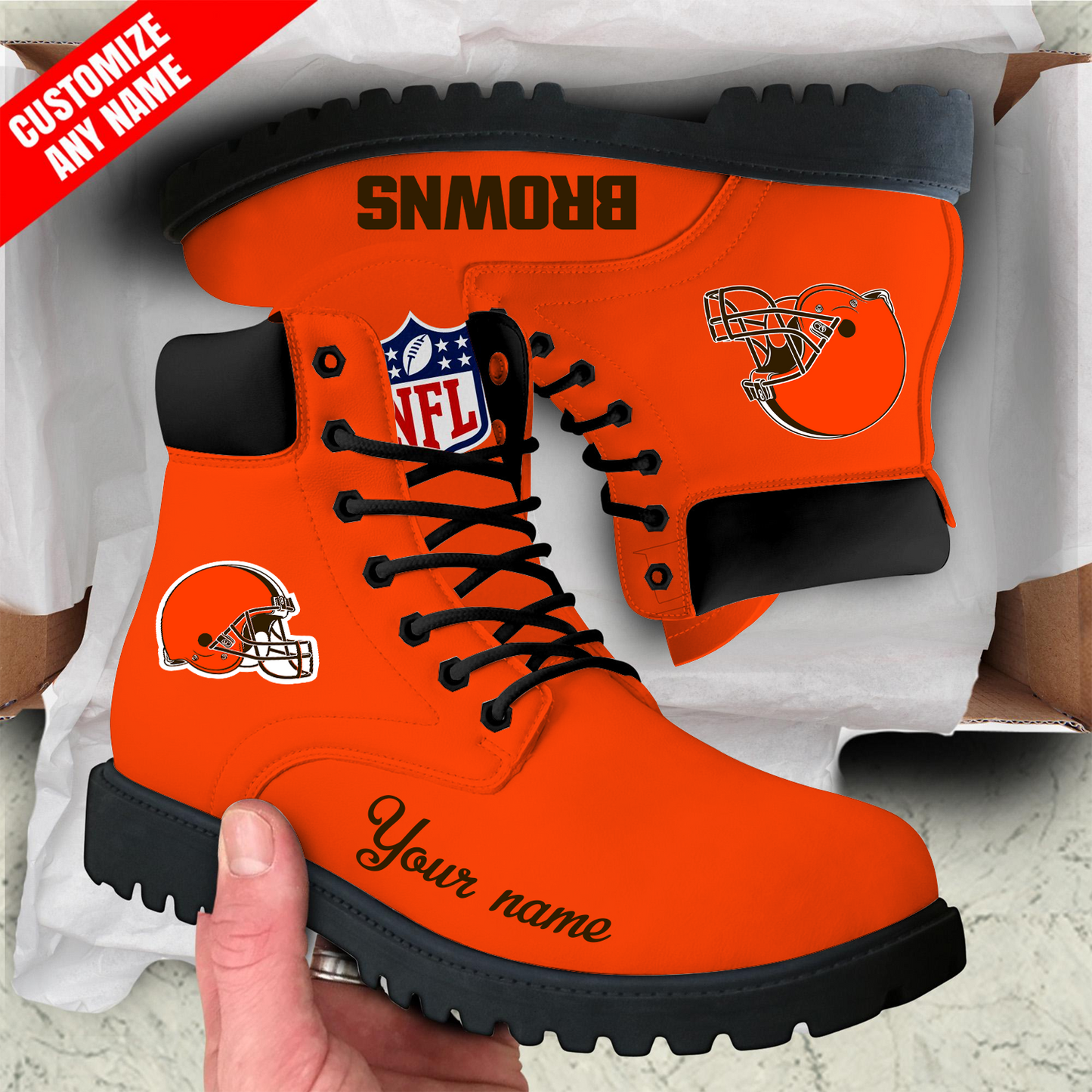 CLE x NFL Custom Leather Boots DATND TANTD