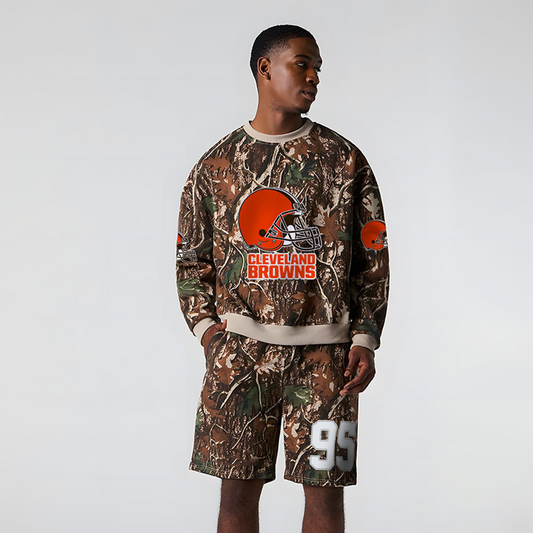 CLE x NFL Football Full Set Long Sweatshirt And Short Pants DATND TANTD