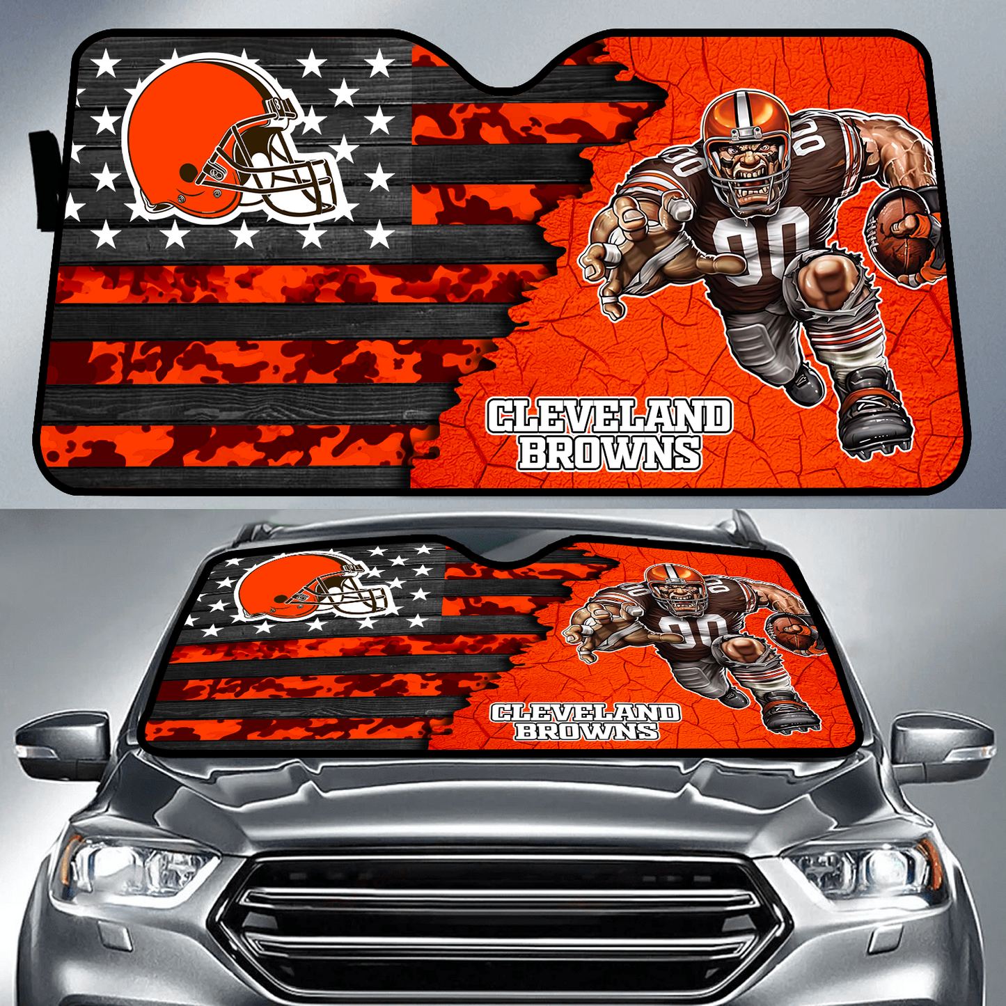 CLE x NFL Personalized Auto Sun Shade DATND TANTD