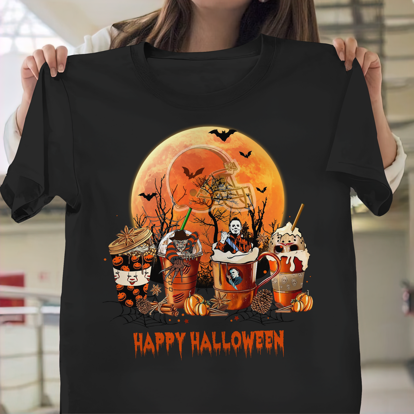 CLE x NFL Premium Happy Halloween Shirt DDT NTL
