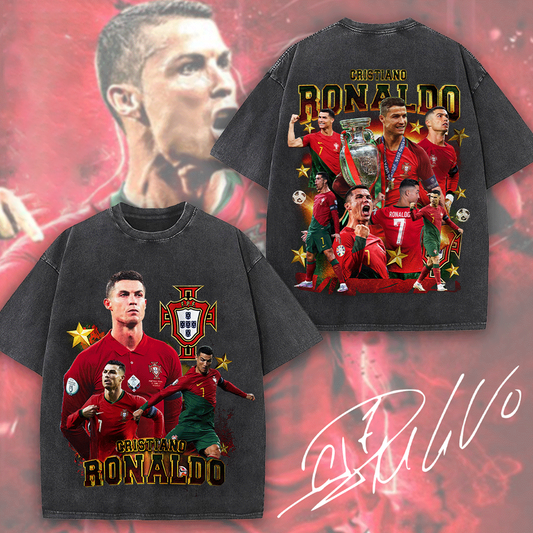 CR7 x Portugal National Football Team 2D Acid Washed Cotton Shirt DatND DVT