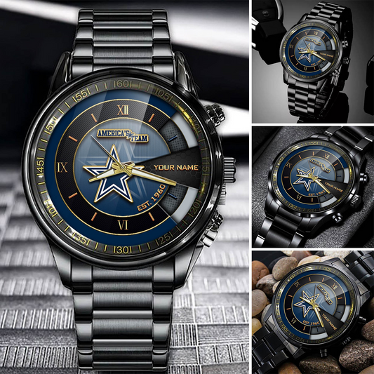 Customize Your Name DC x NFL Black Fashion Watch Fan Gifts DDT CTND