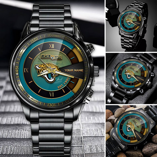Customize Your Name JJ x NFL Black Fashion Watch Fan Gifts DDT CTND