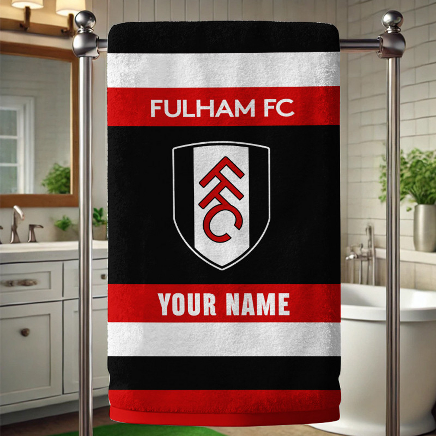 EPL Fulham Bath Towel Large Size Custom Name Gift For Fan DatND DVT